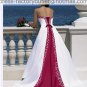 A-line Burgundy Embroidery Red White Wedding Dress Strapless Bridal Dress Sz 0 2 4 6 8 10 12+