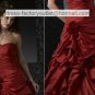 A-line Red Taffeta Wedding Dress Strapless Flowers Bridal Dress Sz 0 2 4 6 8 10 12 + Custom
