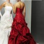 A-line Red White Taffeta Wedding Dress Strapless Bridal Dress Prom Gown Sz 0 2 4 6 8 10 12 + Custom