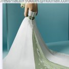 A-line Green White Lace Wedding Dress Strapless Bridal Dress Ball Gown Sz 4 6 8 10 12 14+Custom