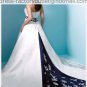 A-line Blue White Lace Wedding Dress Strapless Bridal Dress Ball Gown Sz 4 6 8 10 12 14+Custom