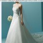 A-line Blue White Lace Wedding Dress Strapless Bridal Dress Ball Gown Sz 4 6 8 10 12 14+Custom