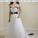 A-line Embroidery Black White Wedding Dress Strapless Bridal Dress Sz 4 6 8 10 12 14+Custom