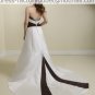 A-line Embroidery Black White Wedding Dress Strapless Bridal Dress Sz 4 6 8 10 12 14+Custom