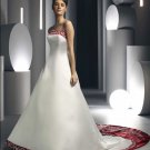 A-line Red White Wedding Dress Embroidery Strapless Bridal Dress Gown Sz4 6 8 10 12 14 16+Custom