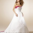 A-line Red White Wedding Dress Embroidery Strapless Bridal Dress Gown Sz4 6 8 10 12 14+Custom