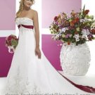 A-line Red White Wedding Dress Embroidery Strapless Bridal Dress Gown Sz4 6 8 10 12 14 16 +Custom