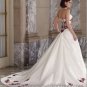 A-line Wine Red Flowers White Wedding Dress Strapless Bridal Gown Sz4 6 8 10 12 14 +Custom