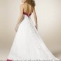 A-line Red White Wedding Dress Embroidery Strapless Bridal Dress Gown Sz4 6 8 10 12 14+Custom
