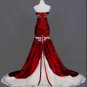 Mermaid Red Taffeta Wedding Dress Champagne/Gold Lace Strapless Bridal Dress Gown Sz4 6 8 10 12 14 +