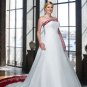 A-line Red White Wedding Dress Embroidery Strapless Bridal Gown Sz16 18 20 22 24 26 +Custom