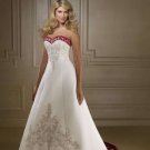 A-line Red White Wedding Dress Embroidery Sweetheart Bridal Gown Sz2 4 6 8 10-12 14+Custom