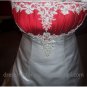 A-line Red White Wedding Dress Spaghetti Straps Bridal Gown Sz2 4 6 8 10-12 14+Custom