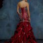 Sheath Red Wedding Dress Embroidery Beaded Strapless Bridal Gown Sz2 4 6 8 10 12 14+Custom