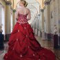 A-line Red Beaed Wedding Dress Embroidery Strapless Bridal Ball Gown Sz16 18 20 22 24 26+Custom