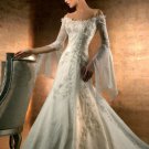 A-line White Ivory Bridal Dress Long Sleeves Chiffon Bridal Gown Wedding Dress Sz 2 4 6 8 10 12+