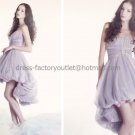 Purple Tulle Short Bridal Dress Strapless Hi-low Beach Wedding Dress Prom Dress