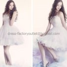 White Spots Short Bridal Dress Strapless Above Knee Beach Wedding Dress Prom Dress