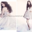 White Lace Organza Short Bridal Dress Strapless Above Knee Beach Wedding Dress Prom Dress
