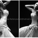 White Ivory Ruched Taffeta Bridal Gown Evening Dress Strapless Wedding Dress