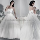 White Ivory Ruched Tulle Bridal Gown Bridal Dress Strapless Sweetheart Jeweled Sash Wedding Dress