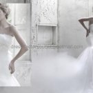 White Ivory Organza Mermaid Bridal Gown Bridal Dress Strapless Sweetheart Jeweled Sash Wedding Dress