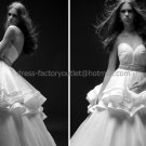 Ivory Tiered Organza Bridal Gown Strapless Bodice Wedding DressSz 24 6 8 10 12+
