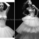 Ivory White Tiered Tulle Bridal Gown Strapless Wedding Dress Ball Gown
