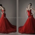 Layered Red Tulle Bridal Dress Sweetheart Ball Gown Bag Hip Wedding Dress Bridal DRESS Sz 24 6 8 10+