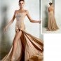 Champagne Chiffon Bridal Evening Dress Front Slit Jeweled Bodice Prom Dress Gown Sz 4 6 8 10 12 14+