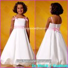 White Satin Junior Bridesmaid Dress Flower Girl Dress Baby Dresses Sz2 3 4 5 6 7 8 9 10+ Custom