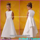 White Satin Junior Bridesmaid Dress Flower Girl Dress Baby Dresses Sz2 3 4 5 6 7 8 9 10+ Custom
