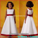 White Satin Junior Bridesmaid Dress Flower Girl Dress Baby Dresses Sz2 3 4 5 6 7 8 9 10+ Custom