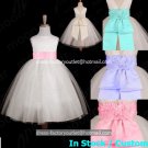 White Satin Junior Bridesmaid Dress Flower Girl Dress Baby Dresses Sz2 3 4 5 6 7 8 9 10+ Custom
