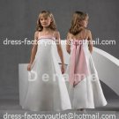 White Satin Junior Bridesmaid Dress Flower Girl Dress Baby Dresses Sz2 3 4 5 6 7 8 9 10+ Custom