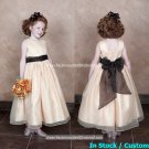 White Satin Junior Bridesmaid Dress Flower Girl Dress Baby Dresses Sz2 3 4 5 6 7 8 9 10+ Custom