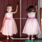 White Satin Junior Bridesmaid Dress Flower Girl Dress Baby Dresses Sz2 3 4 5 6 7 8 9 10+ Custom