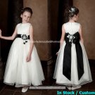 White Satin Junior Bridesmaid Dress Flower Girl Dress Baby Dresses Sz2 3 4 5 6 7 8 9 10+ Custom