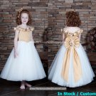 White Satin Junior Bridesmaid Dress Flower Girl Dress Baby Dresses Sz2 3 4 5 6 7 8 9 10+ Custom