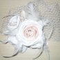 5 Roses Ivory Champagne Satin Feather Short Wedding Veils Bridal Fascinate Birdcage Veil