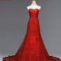 A-line Red White Lace Wedding Dress Strapless Bridal Dress Gown Sz4 6 8 10 12 14 +