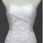 A-line Red White Lace Wedding Dress Strapless Bridal Dress Gown Sz4 6 8 10 12 14 +