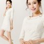 White Ivory Lace Short Bridal Evening Gown 3/4 Sleeves Beach Wedding Dress Sz S M L XL