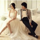 Ivory Chiffon Bridal Dress Strapless Empire Waist Wedding Dress Evening DRESS Sz4 6 8 10 12+