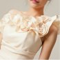 One Shoulder Short Bridesmaid Dress Chapagne Satin Cocktail Dress Sz 24 6 8 10 12+