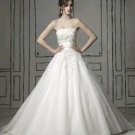 White Lace Bodice Bridal Dress A-line STRAPLESS Wedding Dress Sz 2 4 6 8 10 12 14+Custom