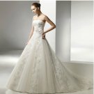 White Lace Bodice Bridal Dress A-line STRAPLESS Wedding Dress Sz 2 4 6 8 10 12 14+Custom