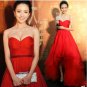 Red Tulle Chiffon Bridal Dress Sweetheart Ball Gown Hi-low Wedding Dress Bridal DRESS Sz 24 6 8 10+