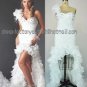 White Chiffon Wedding Dress Jeweled Bridal Gown Hi-low Bridal Dress Sz 2 4 6 8 10+