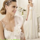 A-line Champagne White Lace Bridal Gown 2 Straps Empire Waist Pregnant Wedding Dress Sz 6 8 10 12 +